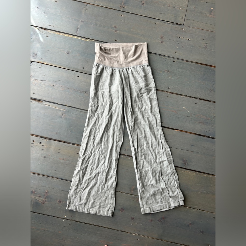 Old Navy MATERNITY Rollover- Waist Wide Leg Linen Blend Pants
